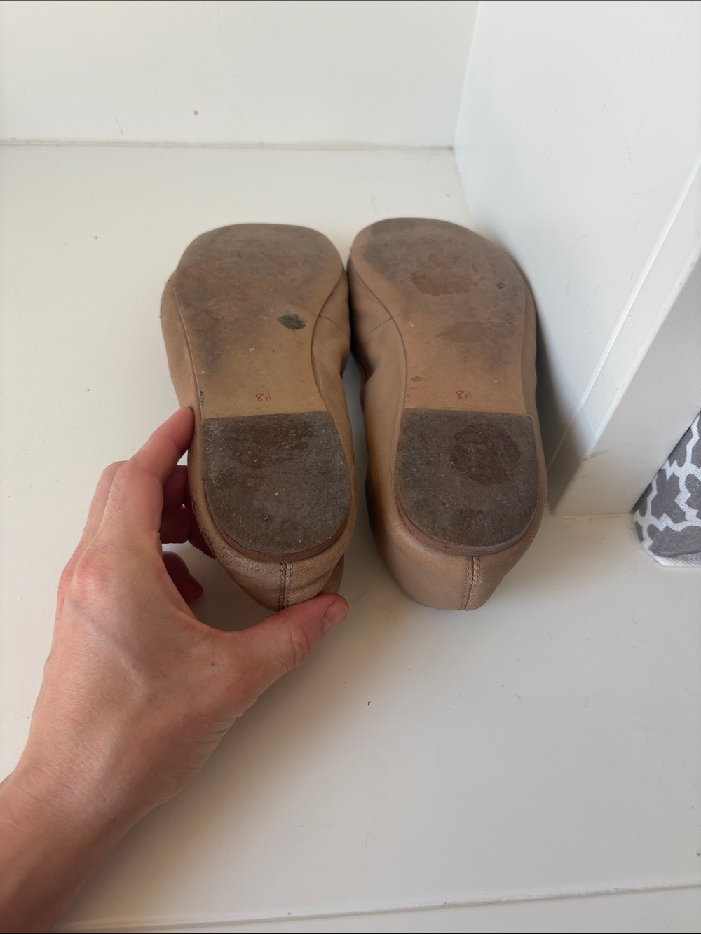 Sam Edelman Taupe Leather Bow Ballet Flats - Picture 2 of 4